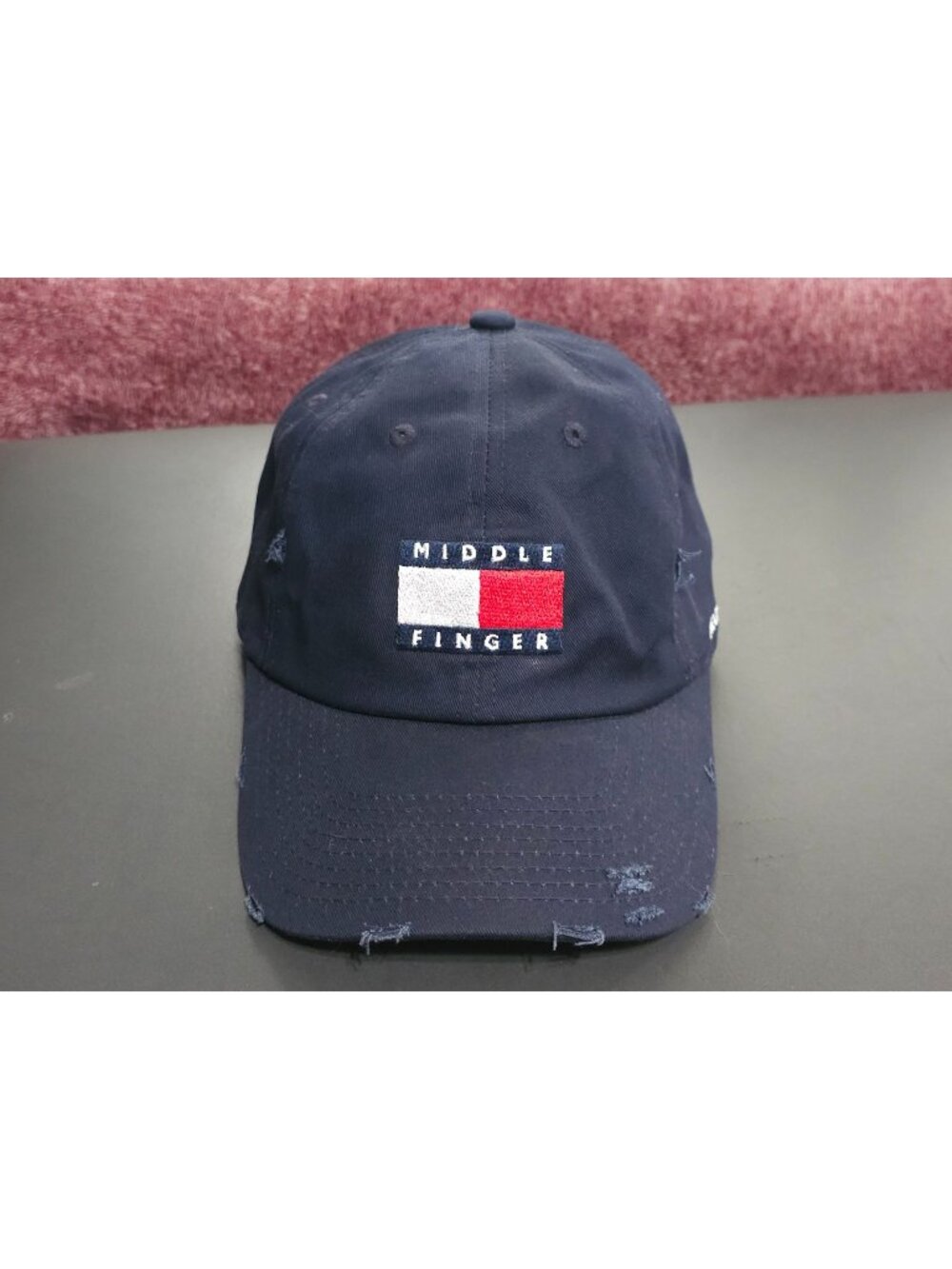 Field Grade Men's MIDDLE FINGER Distressed Dad Hat